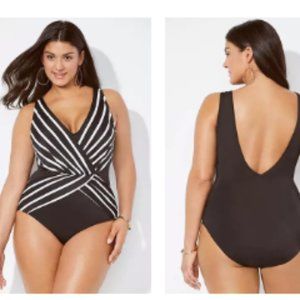 V-Neck One-Piece Swimsuit